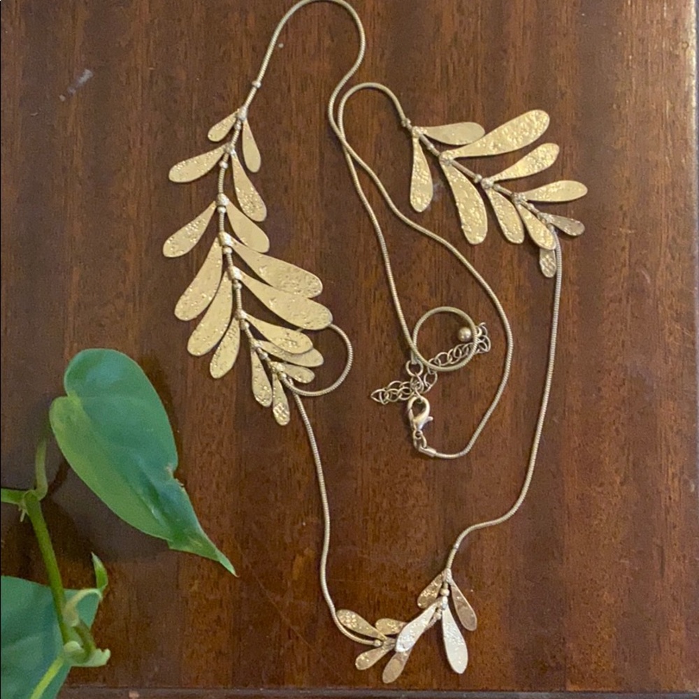 Long gold tone necklace